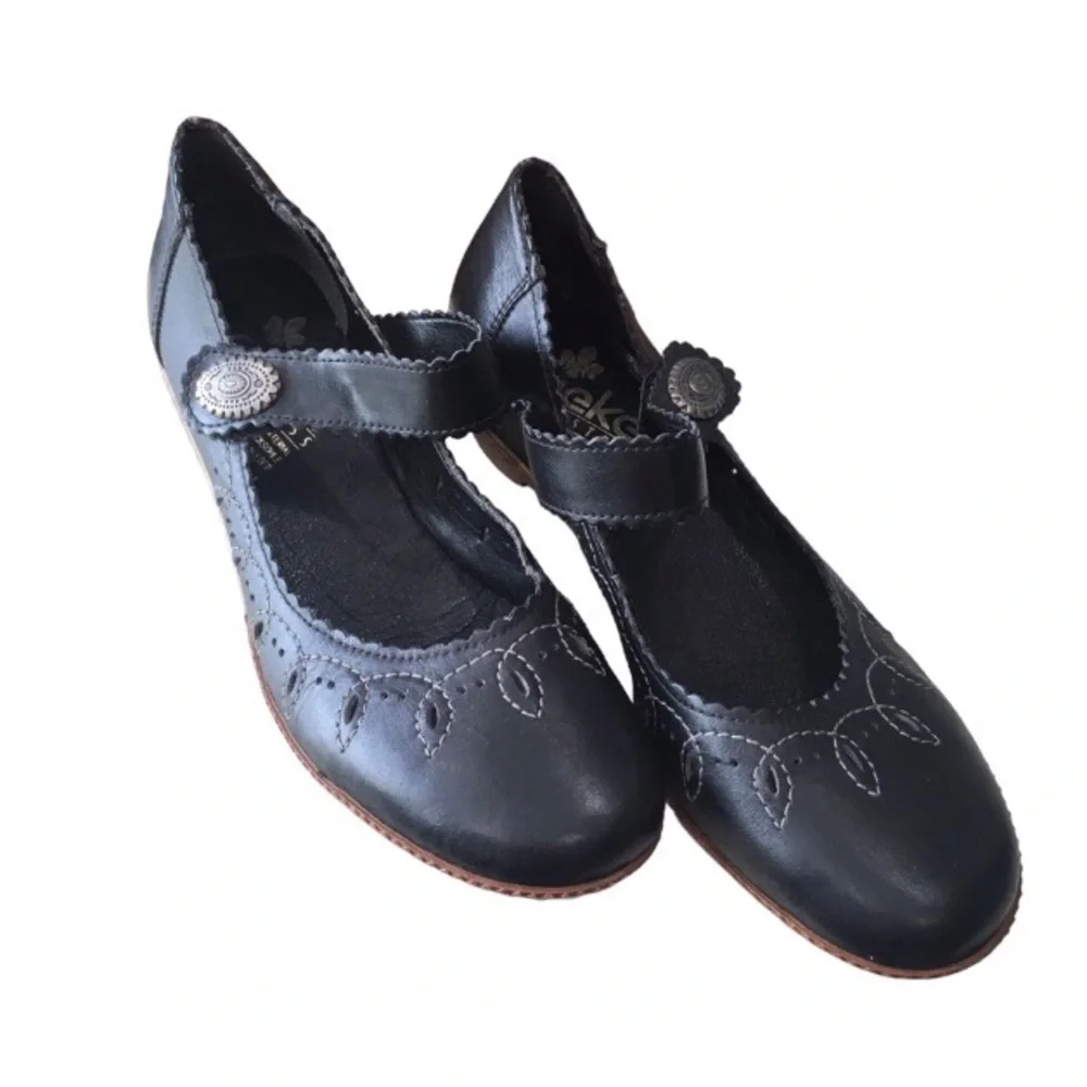 Rieker Antistress Mary Jane Black Comfortable Casual Shoes 41-10.5